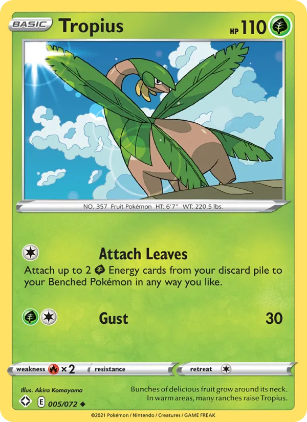 Kaart Tropius uit Shining Fates, nummer 5/72