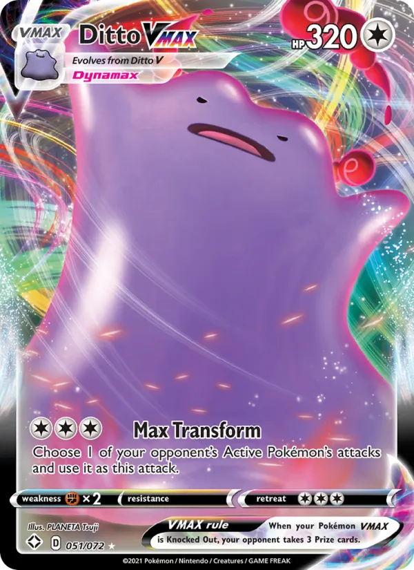 Kartu Ditto VMAX dari Shining Fates, nomor 51/72
