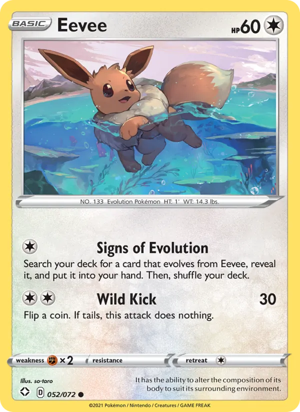 Kaart Eevee uit Shining Fates, nummer 52/72