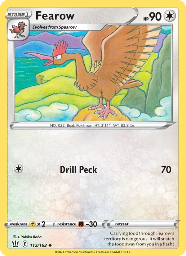 Kaart Fearow uit Battle Styles, nummer 112/163