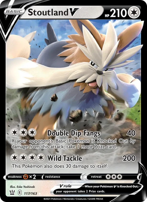 Kartu Stoutland V dari Battle Styles, nomor 117/163