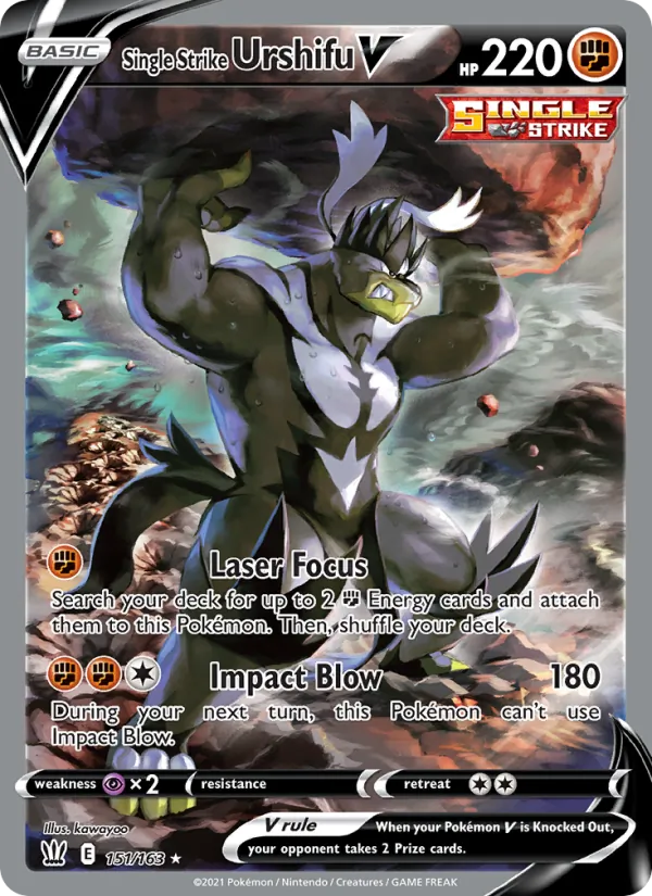Single Strike Urshifu V card from Battle Styles, number 151/163