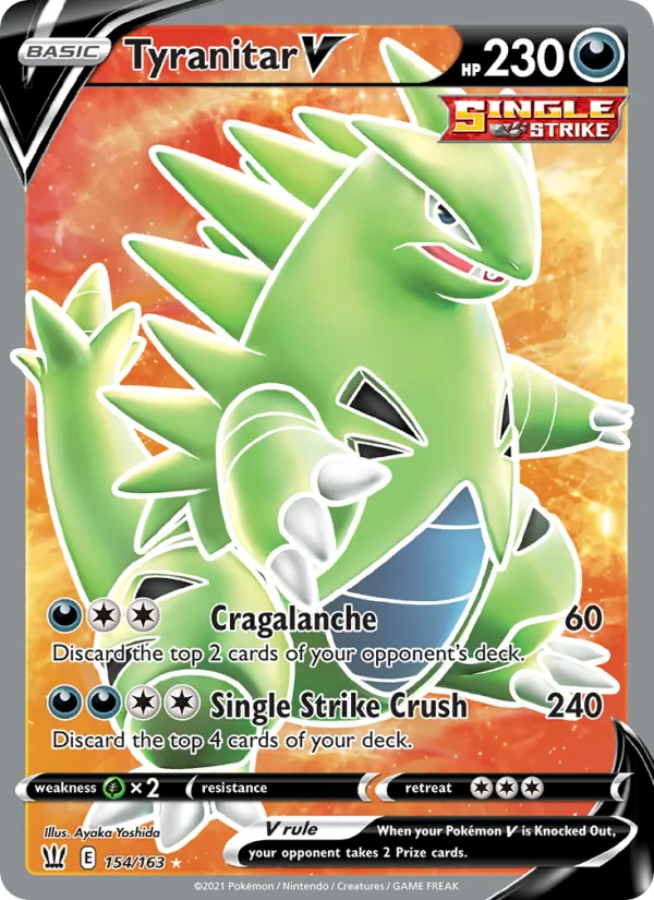 Tyranitar V card from Battle Styles, number 154/163