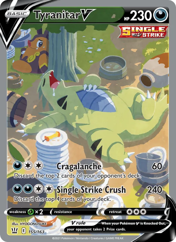 Tyranitar V card from Battle Styles, number 155/163