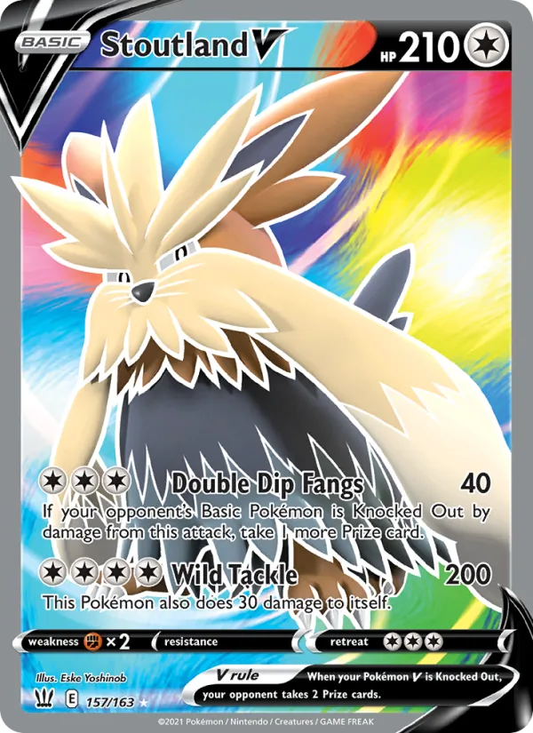 Kartu Stoutland V dari Battle Styles, nomor 157/163