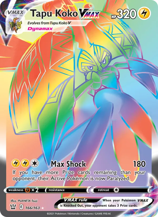 Tapu Koko VMAX card from Battle Styles, number 166/163