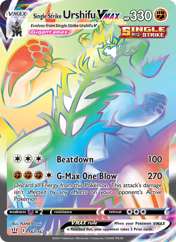 Single Strike Urshifu VMAX card from Battle Styles, number 167/163