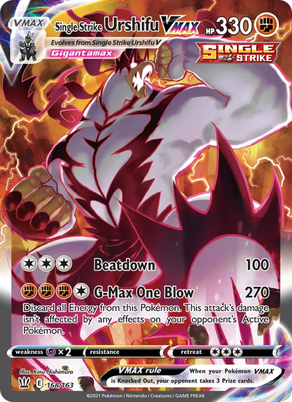 Single Strike Urshifu VMAX card from Battle Styles, number 168/163