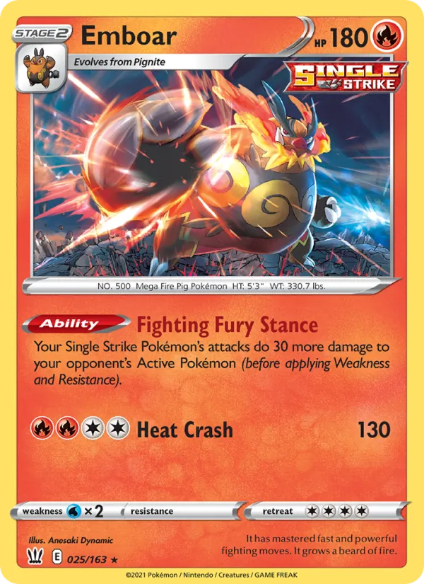 Kartu Emboar dari Battle Styles, nomor 25/163
