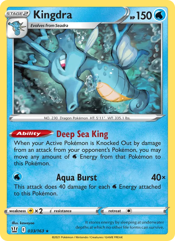 Kaart Kingdra uit Battle Styles, nummer 33/163