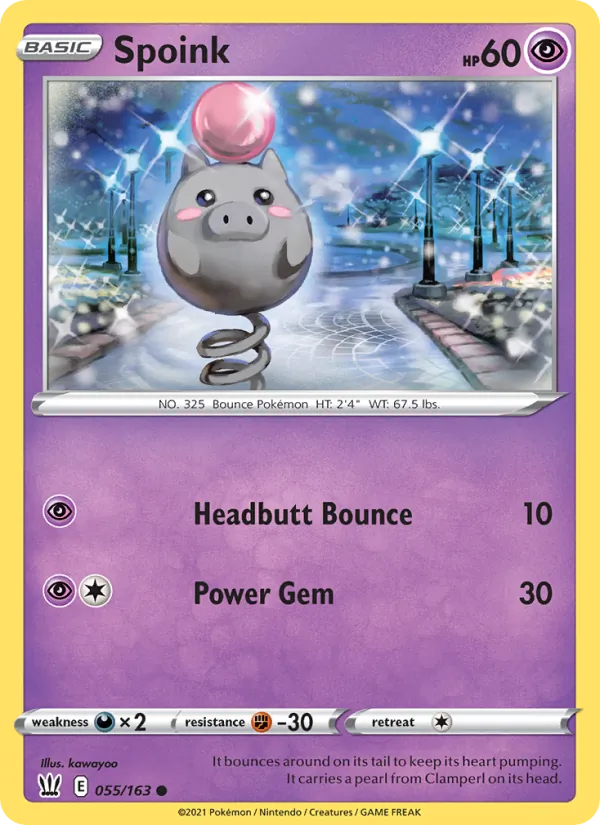 Kartu Spoink dari Battle Styles, nomor 55/163
