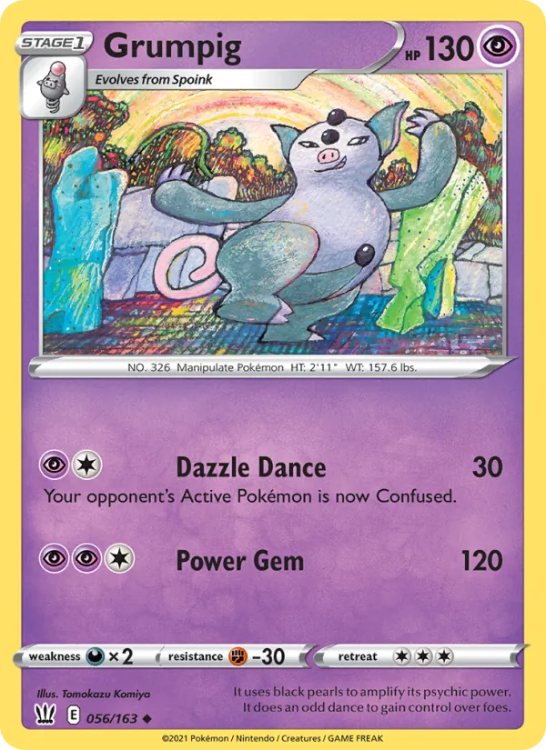 Kartu Grumpig dari Battle Styles, nomor 56/163