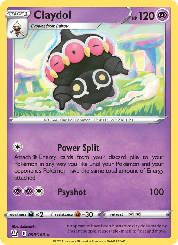 Kaart Claydol uit Battle Styles, nummer 58/163