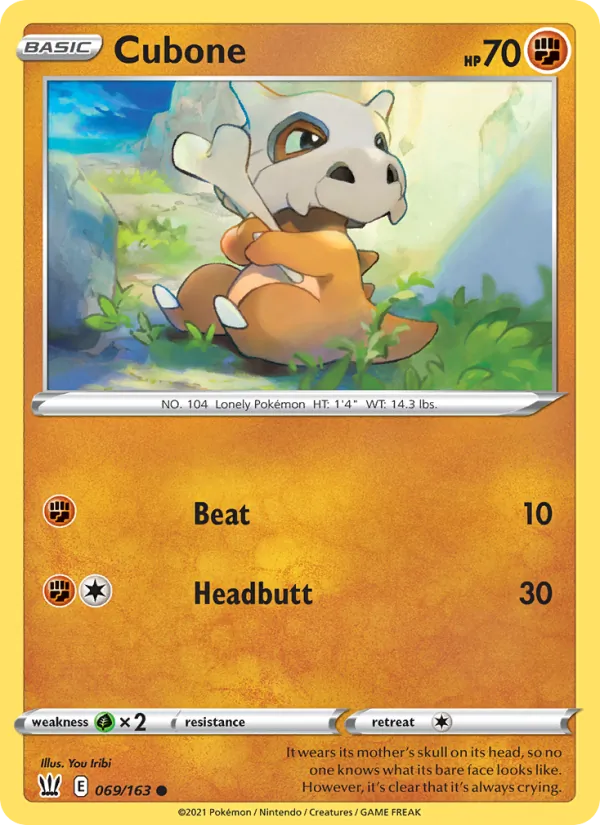 Kartu Cubone dari Battle Styles, nomor 69/163