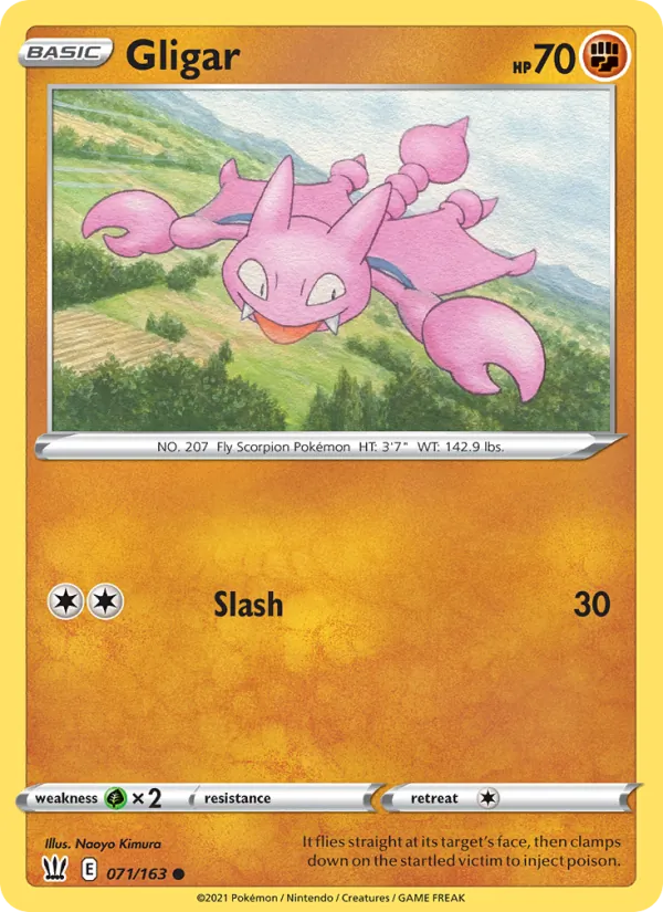 Kaart Gligar uit Battle Styles, nummer 71/163