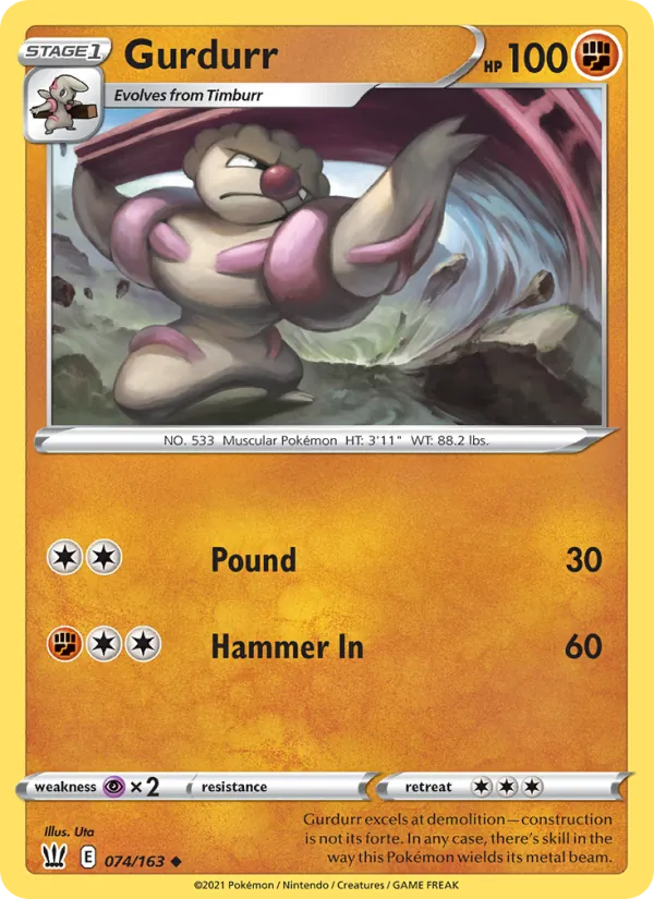 Kaart Gurdurr uit Battle Styles, nummer 74/163