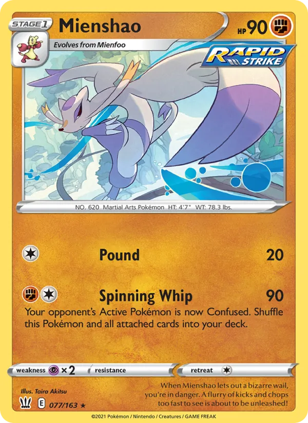 Kaart Mienshao uit Battle Styles, nummer 77/163