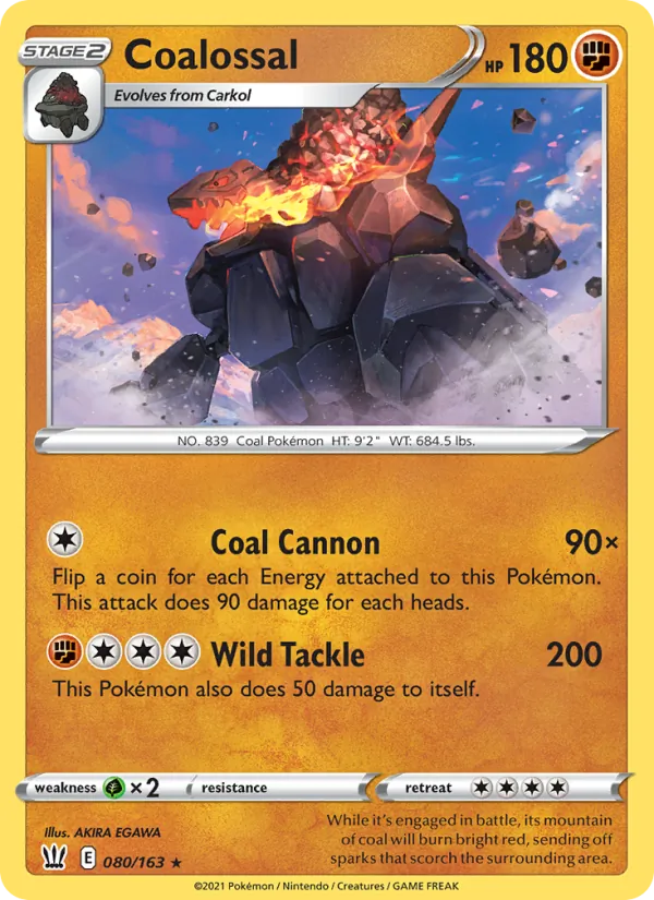 Kartu Coalossal dari Battle Styles, nomor 80/163