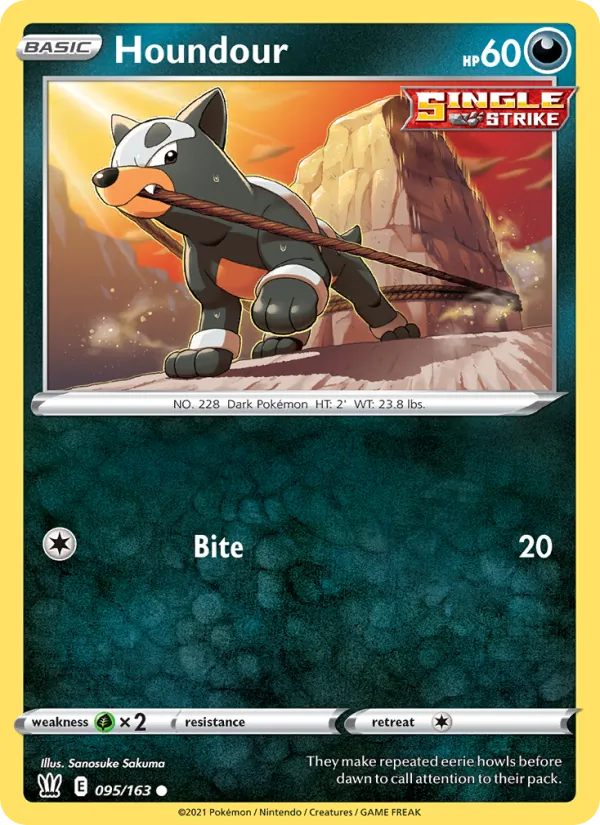 Kartu Houndour dari Battle Styles, nomor 95/163