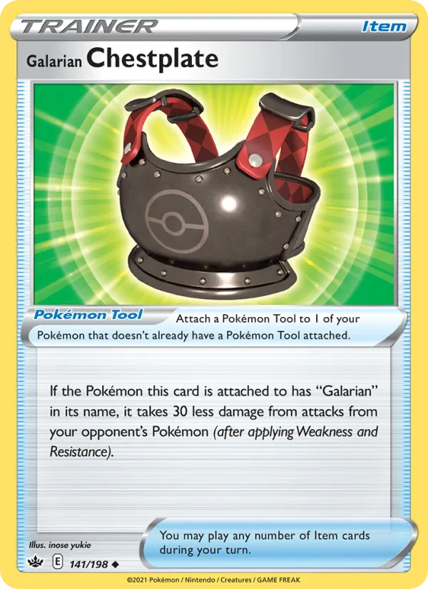 Kaart Galarian Chestplate uit Chilling Reign, nummer 141/198