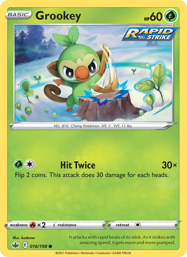Kartu Grookey dari Chilling Reign, nomor 16/198