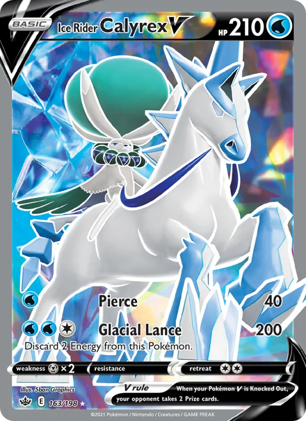 Kaart Ice Rider Calyrex V uit Chilling Reign, nummer 163/198