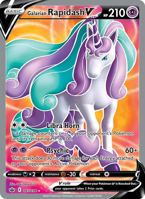Galarian Rapidash V card from Chilling Reign, number 167/198