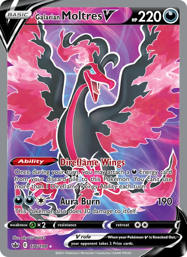 Galarian Moltres V card from Chilling Reign, number 176/198