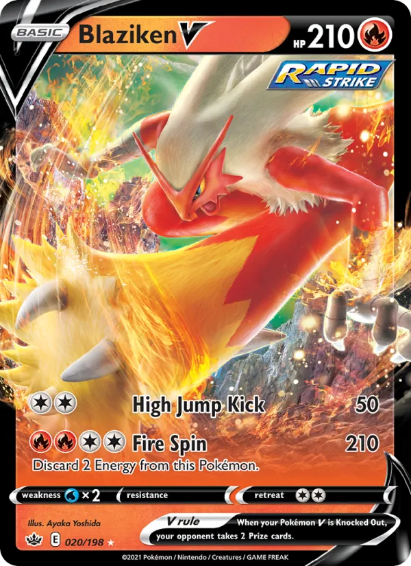 Kaart Blaziken V uit Chilling Reign, nummer 20/198