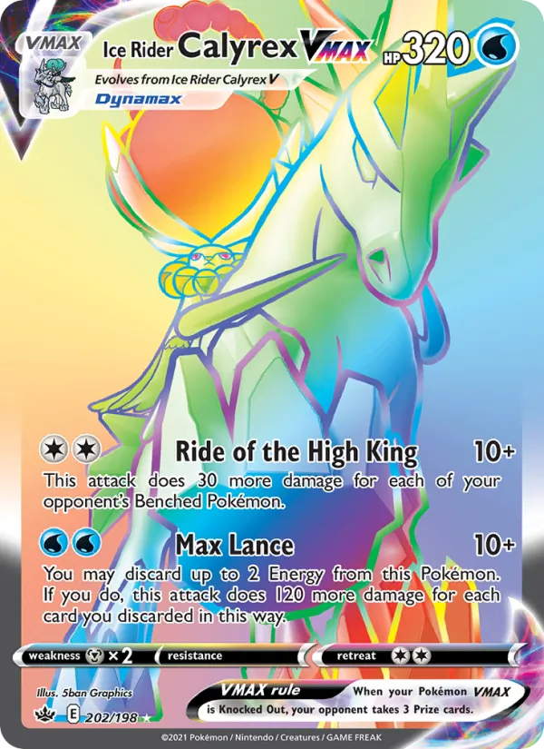 Ice Rider Calyrex VMAX card from Chilling Reign, number 202/198