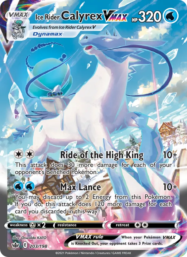 Ice Rider Calyrex VMAX card from Chilling Reign, number 203/198
