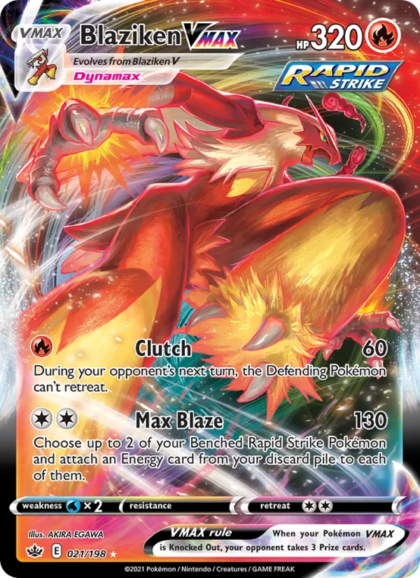 Kartu Blaziken VMAX dari Chilling Reign, nomor 21/198