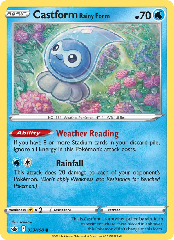 Kartu Castform Rainy Form dari Chilling Reign, nomor 33/198
