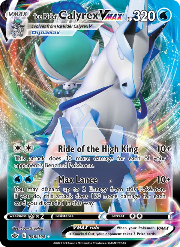Kartu Ice Rider Calyrex VMAX dari Chilling Reign, nomor 46/198