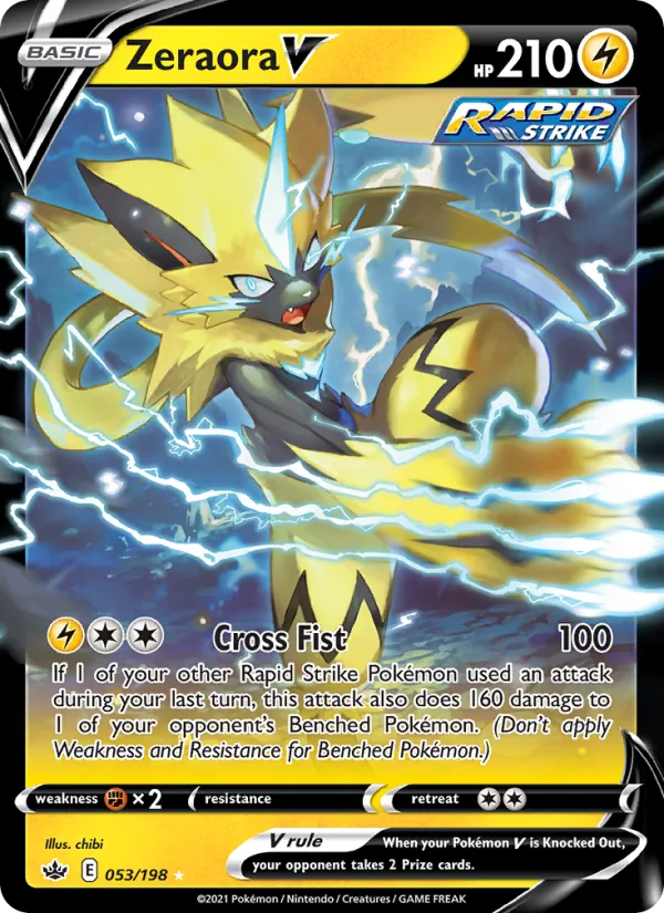 Kartu Zeraora V dari Chilling Reign, nomor 53/198