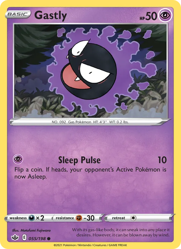 Kartu Gastly dari Chilling Reign, nomor 55/198
