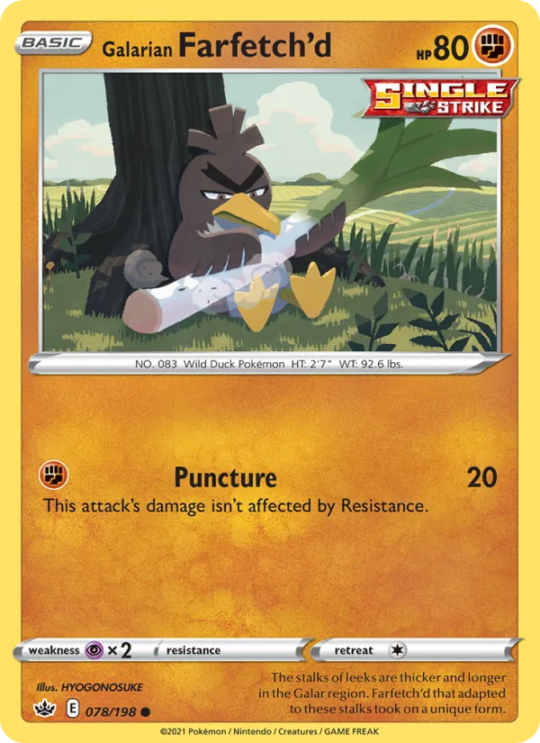 Kartu Galarian Farfetch'd dari Chilling Reign, nomor 78/198