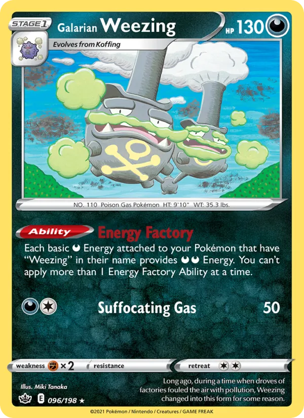 Kartu Galarian Weezing dari Chilling Reign, nomor 96/198
