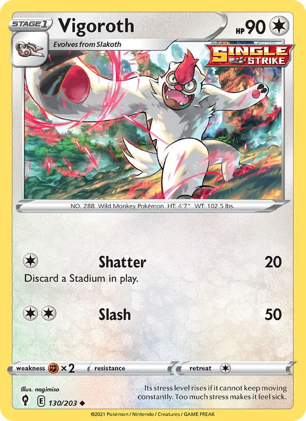 Kartu Vigoroth dari Evolving Skies, nomor 130/203