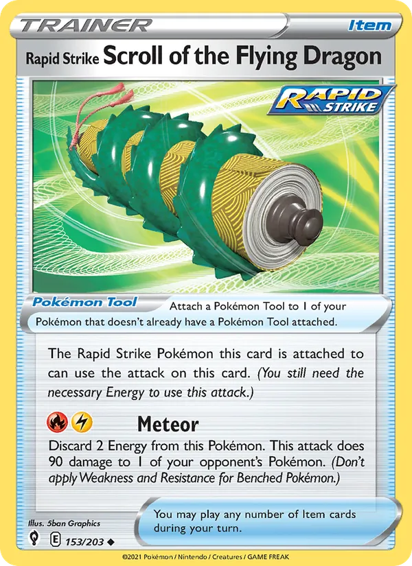 Kaart Rapid Strike Scroll of the Flying Dragon uit Evolving Skies, nummer 153/203