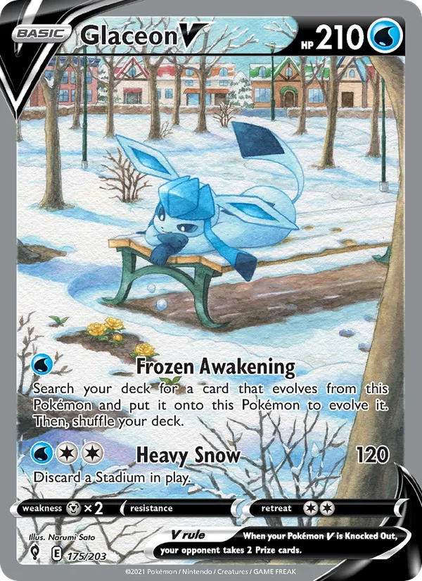 Glaceon V card from Evolving Skies, number 175/203