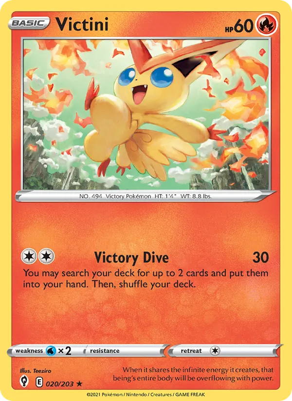 Kartu Victini dari Evolving Skies, nomor 20/203