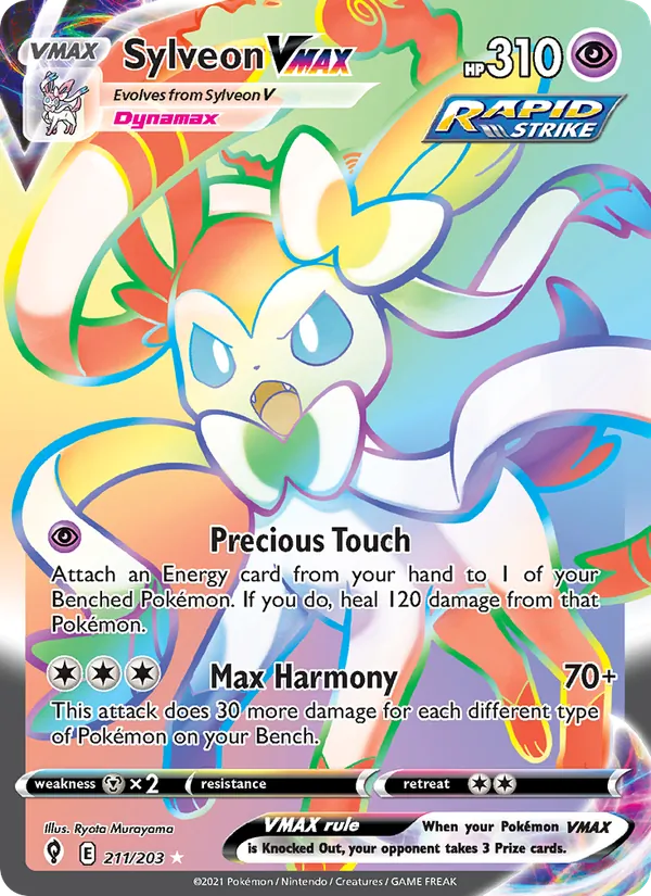 Sylveon VMAX card from Evolving Skies, number 211/203