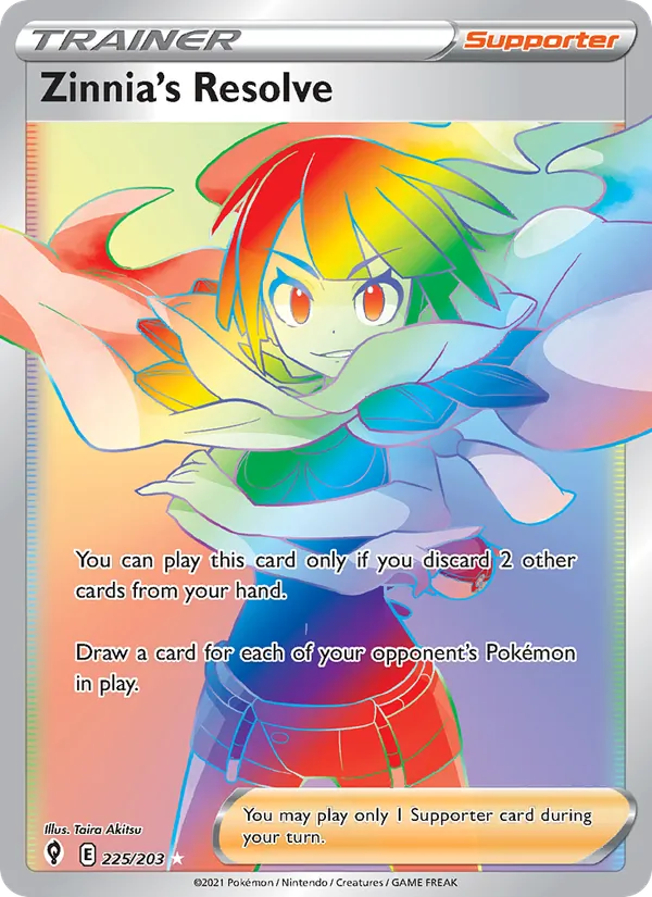 Zinnia's Resolve card from Evolving Skies, number 225/203