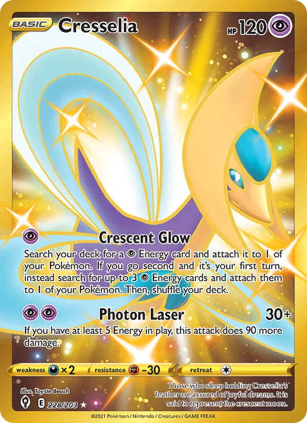 Cresselia card from Evolving Skies, number 228/203