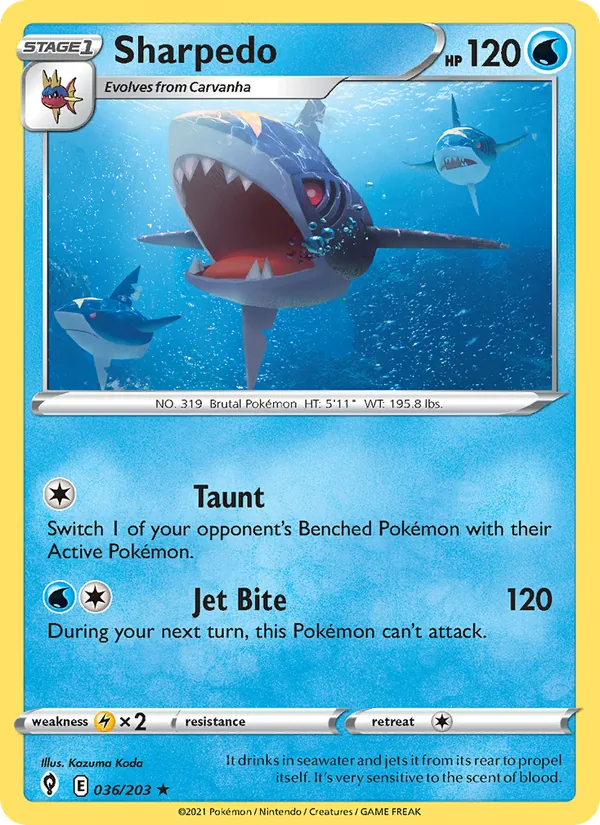 Kartu Sharpedo dari Evolving Skies, nomor 36/203