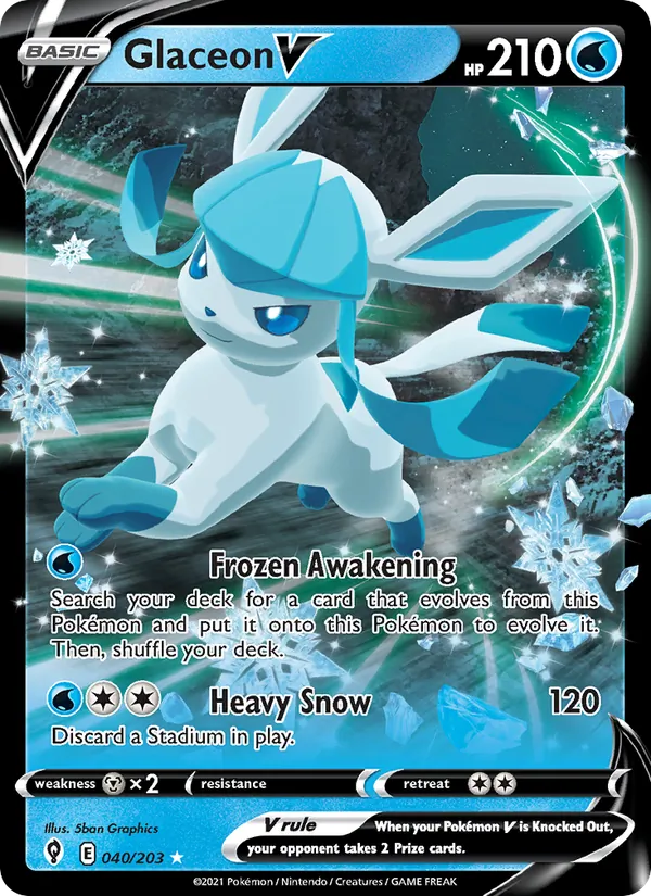 Kartu Glaceon V dari Evolving Skies, nomor 40/203