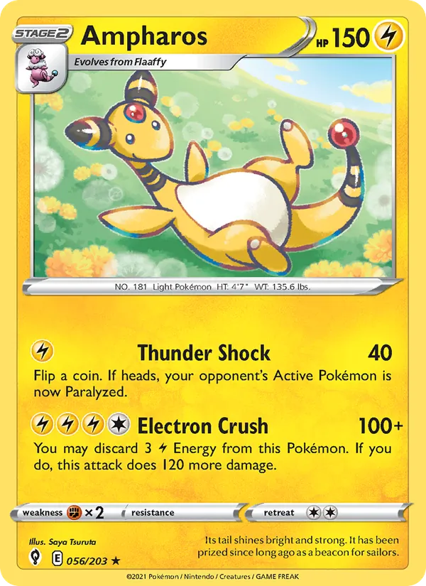 Kartu Ampharos dari Evolving Skies, nomor 56/203
