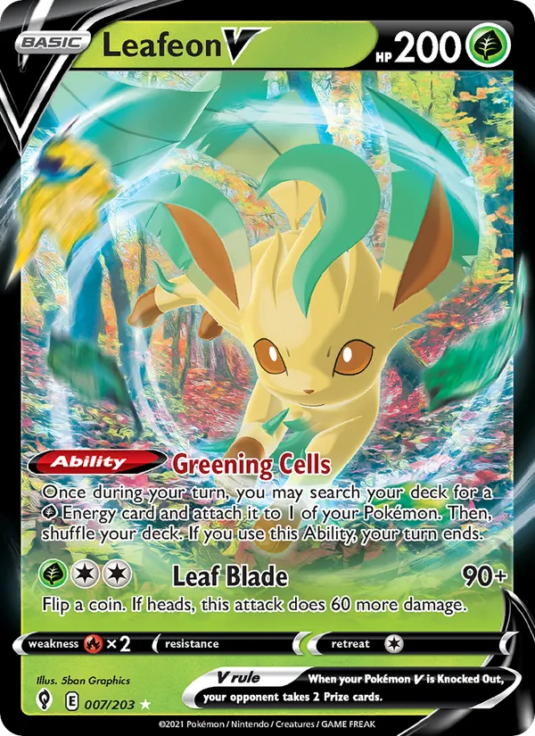 Kaart Leafeon V uit Evolving Skies, nummer 7/203