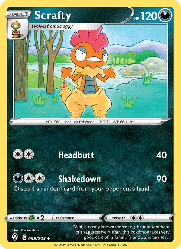 Kartu Scrafty dari Evolving Skies, nomor 99/203